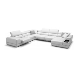 Bergamo White Sectional Extended Leather Sofa - Sectional Sofas