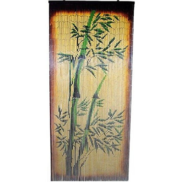 Bamboo Plant Print Beaded Bamboo Curtain, 36"W x 78"H