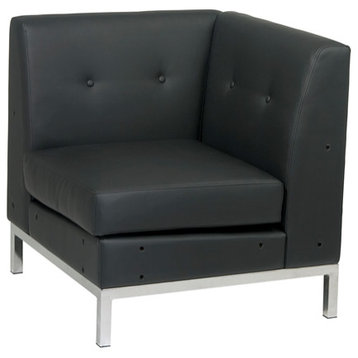 Wallstreet Corner Chair in Black Faux Leather
