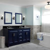 61" Double Sink Vanity, Blue Finish And Black Galaxy Granite