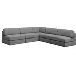 Meridian Furniture - Beckham Linen Textured Fabric 5-Piece Modular L-Shaped Sectional, Grey - Liven up your living space with this Beckham grey durable linen polyester fabric sectional. Its grey color complements any contemporary home decor, while its durable linen and polyester fabric upholstery provides you with a soft and comfortable place to sit. This sectional is modular, so you can create infinite configurations, which are easily attached using the attachment latch underneath. Its linen, wood, and foam construction guarantees stability for years to come.
