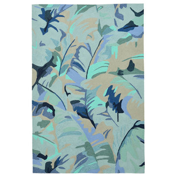 Capri Palm Leaf Indoor/Outdoor Rug, Blue, 7'6"x9'6"