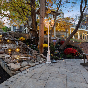 Breath taking view of backyard lake from this new patio in Oakton VA