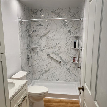 Calcutta Marble simulated stone shower