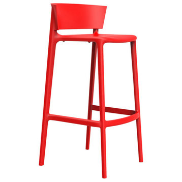 Africa Bar Stool, Set of 4, Basic/Injection, Red