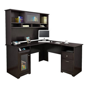 Bush Furniture Cabot L Shaped Computer Desk In Espresso Oak