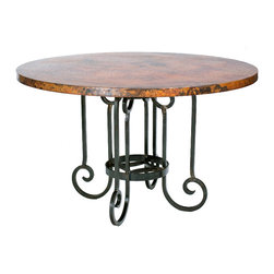 Curled Leg Round Dining Table with 48 inch Copper Top by Prima - Dining Tables