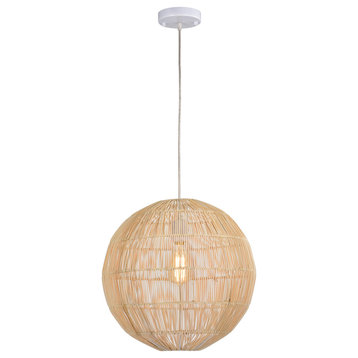 Warehouse of Tiffany's IMP739/1 Evee 1 Light, Rattan Globe Basket Pendant Light