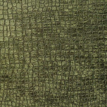 Dark Green Alligator Print Shiny Woven Velvet Upholstery Fabric By The Yard