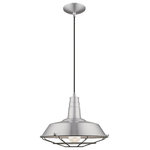 Livex Lighting - Livex Lighting 41184-66 Metal Shade - 14" One Light Mini Pendant - With the caged diffuser that evokes an antique preMetal Shade 14" One  Brushed Aluminum Bru *UL Approved: YES Energy Star Qualified: n/a ADA Certified: n/a  *Number of Lights: Lamp: 1-*Wattage:60w Medium Base bulb(s) *Bulb Included:No *Bulb Type:Medium Base *Finish Type:Brushed Aluminum
