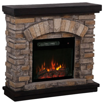 LIVILAND 36 in. Magnesium Oxide Freestanding Electric Fireplace in Tan
