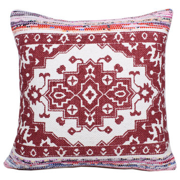 Boho Bordered Medallion Mosaic Textile Throw Pillow