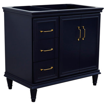36" Single Vanity, Blue Finish- Right Door- Cabinet Only