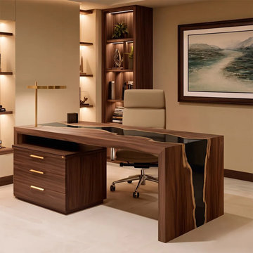Black Walnut Midnight Black Epoxy Office Desk