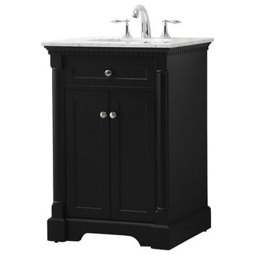 Elegant Decor Clarence 24" Solid Wood Metal Single Bathroom Vanity Set in Black