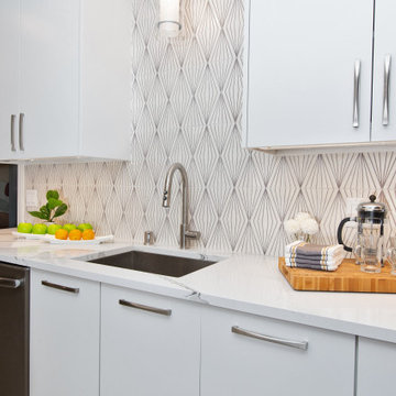 Counter-to-Ceiling Hand Painted Tile Backsplash