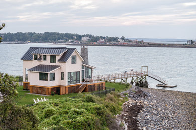 Inspiration for a small coastal two-story exterior home remodel in Portland Maine