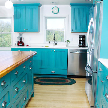 Bright and Aqua Blue Cottage Styled Kitchen Remodel