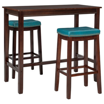 Bowery Hill Modern / Contemporary Wood Three Piece Bar Dining Set in Blue
