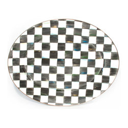 Courtly Check Enamel Oval Platter - Large | MacKenzie-Childs - Serving Dishes And Platters