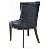 Accent Tufted Fabric Dining Chair With Silver Nailhead, Black