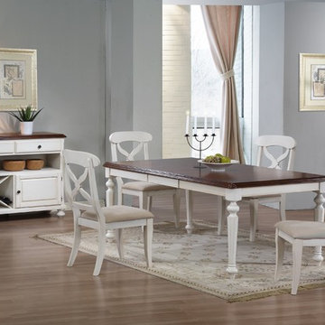 Sunset Trading 5 Piece Andrews Butterfly Leaf Dining Table Set in Antique White