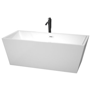 Wyndham Collection Sara 67" Acrylic Freestanding Bathtub with Faucet in White