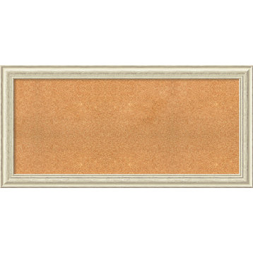 Framed Cork Board, Country White Wash Wood, 46x22