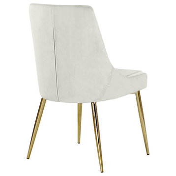 The Draper Dining Chair, Cream, Velvet, Gold Base (Set of 2)