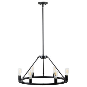 Sonoro Vertical Light Industrial Round Chandelier, Black