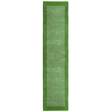 Green Border Rug, 2.5'x12' Runner