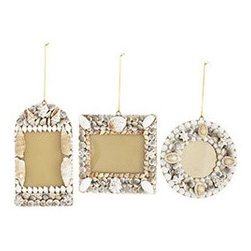 Shell Frame Ornaments - Set of 3 - New - Christmas Ornaments