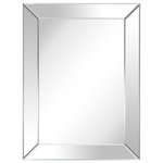 Empire Art Direct - Moderno Beveled Rectangle Wall Mirror, 1"-Beveled Center Mirror, 40"x 30" - This wall mirror is ideal for adding more utility to a wall and enhancing the space of a room, making it feel larger and lighter. The mirror has a solid wood frame which will be sturdy and long-lasting, while the panels are clear mirror with a slight bevel. The bevel is 1 inch and serves to slightly extrude the mirror, giving it more texture and shape. 4 Hooks are affixed to the back of the mirror so it is ready to hang right out of the box in either a horizontal or vertical orientation! Packaged in strong carton with full protective corners and styrofoam.
