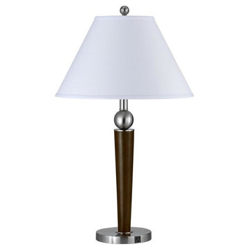 Brushed Steel/Wood Hotel 2 Light Table Lamps