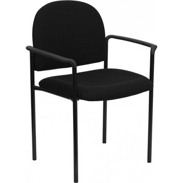 Flash Furniture Fabric Comfortable Stackable Steel Side Chair With Arms, Black