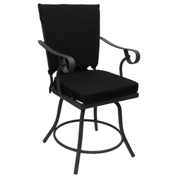 Outdoor/Indoor Patio Swivel Dining Chair Jamey With Arms, Black Gray
