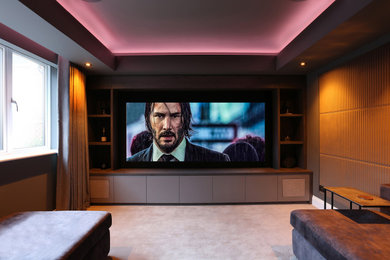 This is an example of a modern home cinema in West Midlands.
