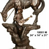 Remington Style, "Cowboy Resting" Sculpture With Marble Base