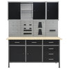 vidaXL Workbench with Four Wall Panels and Two Cabinets Workstation Storage