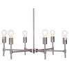 Large Chrome 6-Light Hanging Chandelier, Silver Industrial Modern Farmhouse