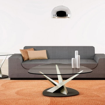 Elite Modern Crystal Glass Coffee Table