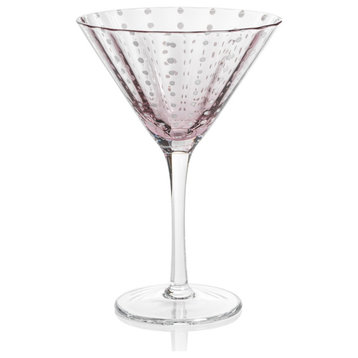 Pescara White Dot Martini Glasses, Set of 4, Purple