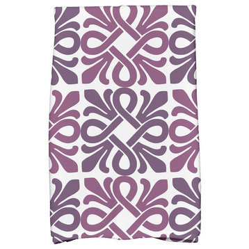 18x30" Tiki Square, Geometric Print Hand Towels, Purple