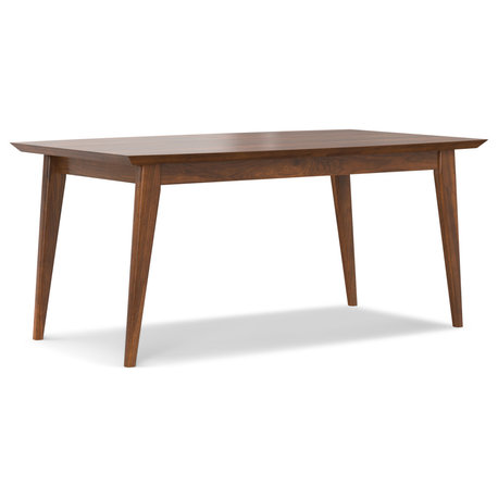 Draper Solid Hardwood Mid Century Extendable Dining Table, Walnut Veneer