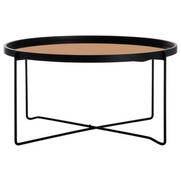Lee Round Tray Top Coffee Table Rose Gold/ Black