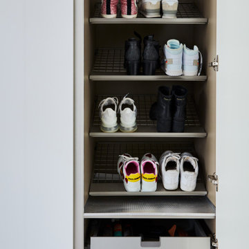 Shoe Storage | Rye NY | Kitchen & Family Room Bar