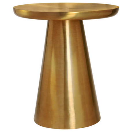 Martini End Table, Brushed Gold Top, Brushed Gold Base
