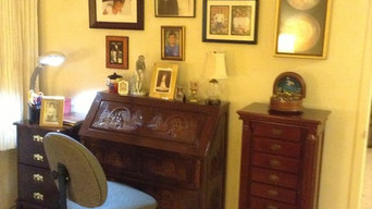 Senior lady's desk space in retirement community