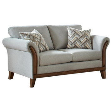Coaster Roxanne Fabric Upholstered Flared Arm Loveseat in Platinum and Gray