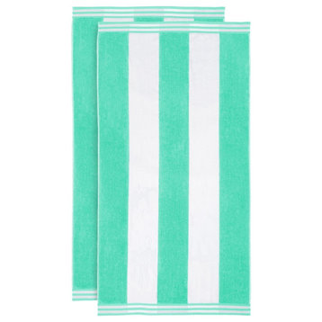 100% Egyptian Cotton Striped Pool Beach Towel, Cabana Striped, Mint
